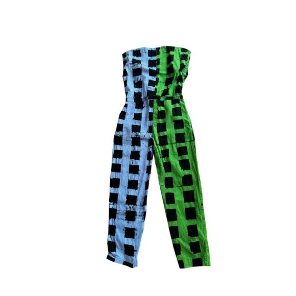 OSEI-DURO Accra Jumpsuit Green & Blue Black Check Size Small - Picture 3 of 4